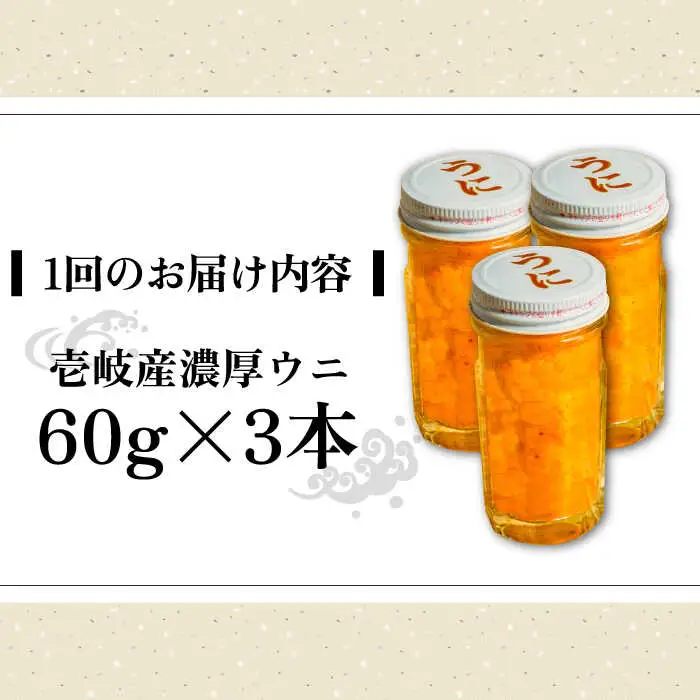 【全3回定期便】壱岐産 濃厚 ウニ 60g ×3本《壱岐市》【合同会社塚元】ムラサキウニ [JDR038]