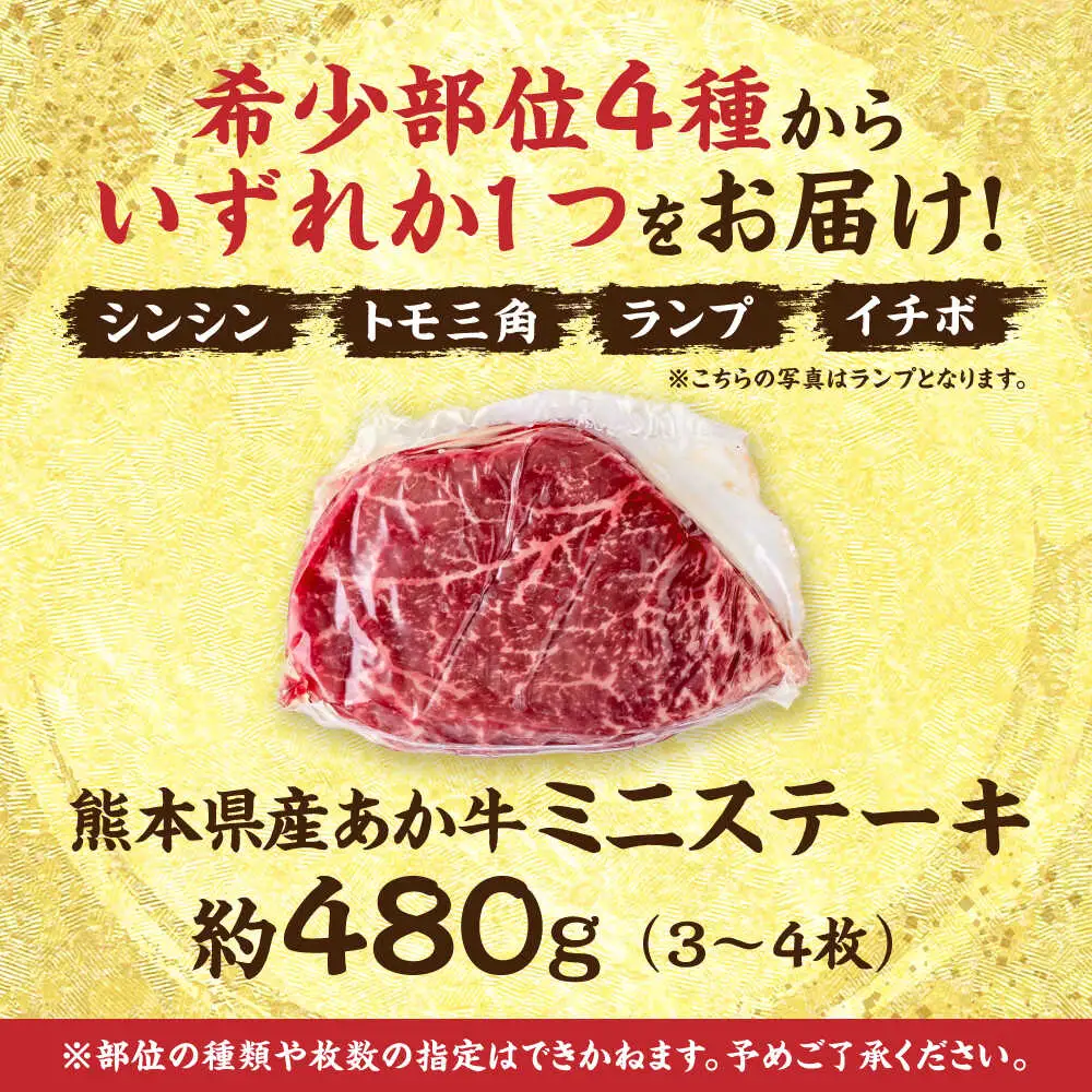 熊本あか牛 ミニステーキ約480g（3〜4枚） ステーキ[AYCB036]