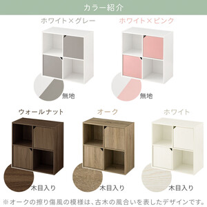 【完成品でお届け】収納ボックス〔Bタイプ〕（オーク）収納棚 扉付き キャビネット ラック 棚 カラーボックス スリム 2段 可動棚 本棚 収納家具 リビング LKANET300248-B-OAK