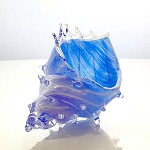  貝の形のガラスの器、青い海の「シェルの器」| 器 器