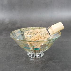  ガラス抹茶碗（金箔扇茶碗ブルー）| 抹茶 抹茶