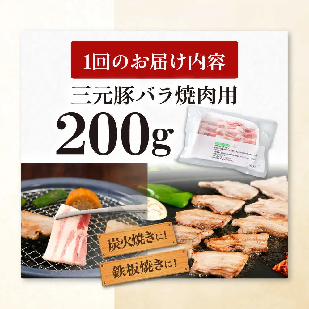 【全2回定期便】平田牧場 バラ 焼肉用 200g 豚肉 カルビ スライス [AJAP151]
