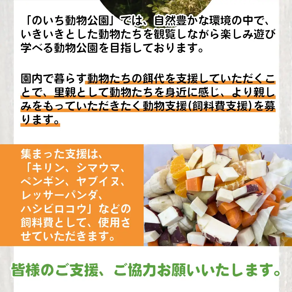 【返礼品なし】高知県立のいち動物公園 動物支援(飼料費支援) 5,000円 ni-0005