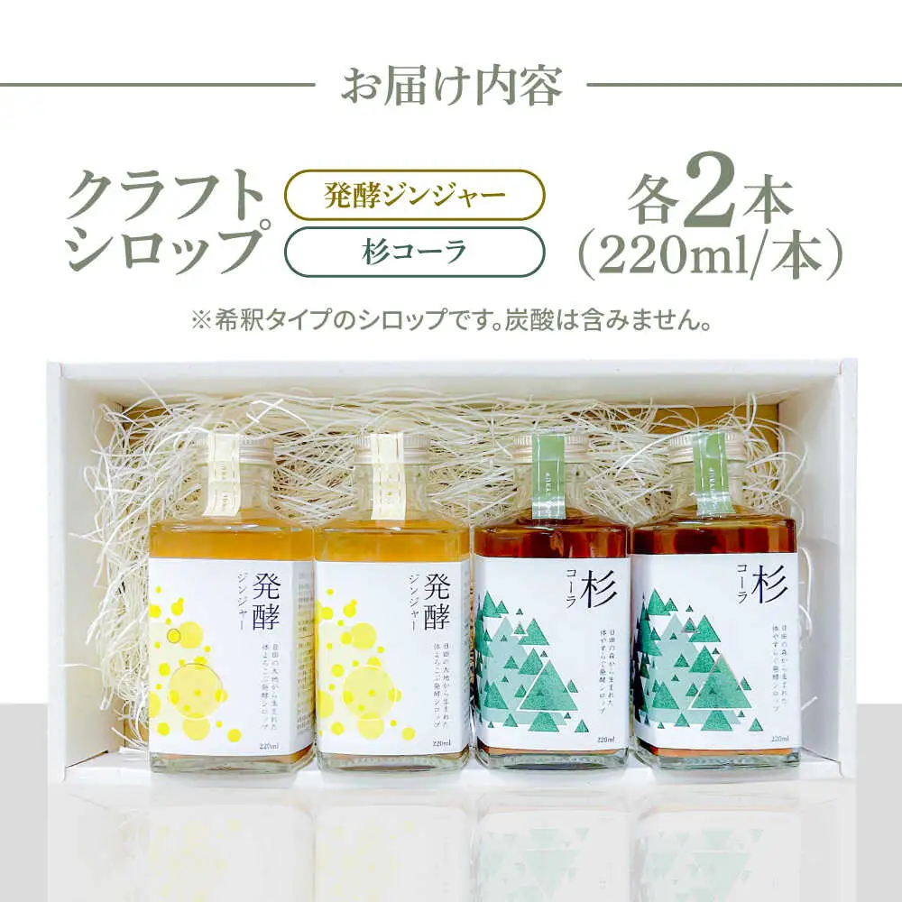 【お中元対象】日田杉香るクラフトコーラ　「杉コーラ」　/ピリッと生姜とシナモンの甘い香り　「発酵ジンジャー」　 飲み比べセット（杉コーラ、発酵ジンジャー4本セット/各2本） スパイス 炭酸 シロップ[ARDA014]