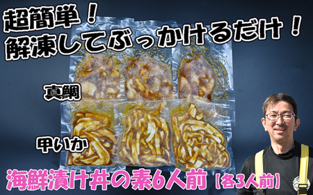 玄界灘産 海鮮漬け丼の素6人前（70g×6P）【真鯛・甲いか 各3人前】★1人前ずつ個包装[H0167]