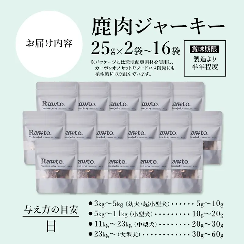 鹿肉ジャーキー Rawto Venison Jerky 25g×2袋 ： ジビエ ペットフード