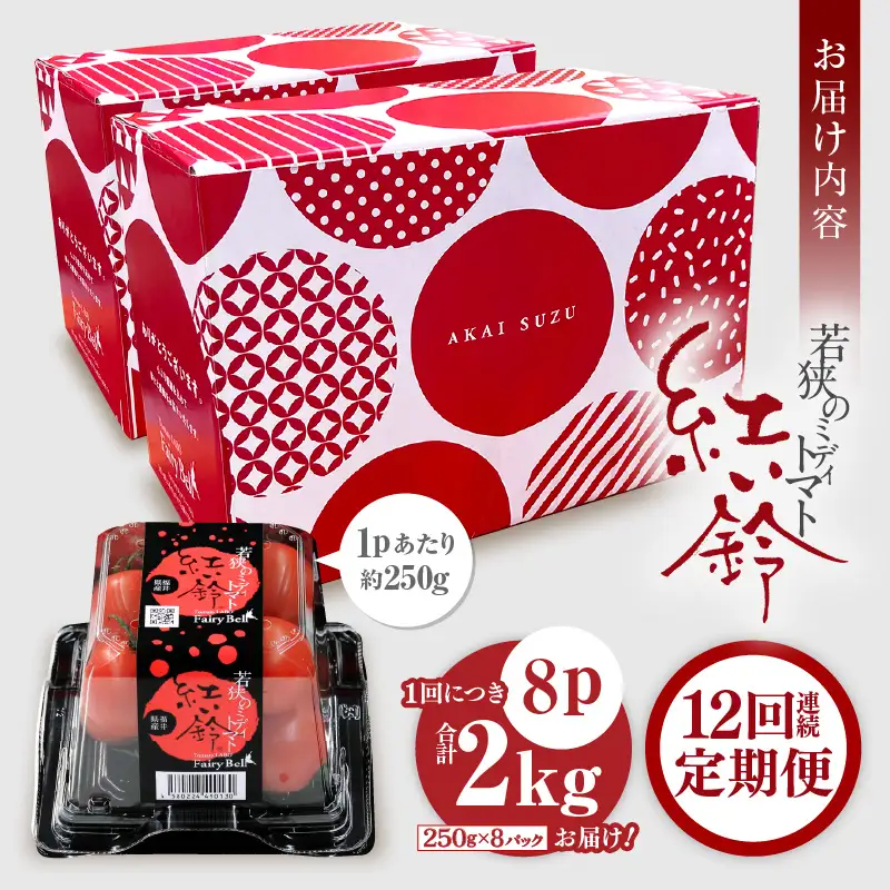 定期便 ≪12ヶ月連続お届け≫ フルーツミディトマト 約2kg(1kg×2箱）× 12回 トマト 野菜  [m37-l001]