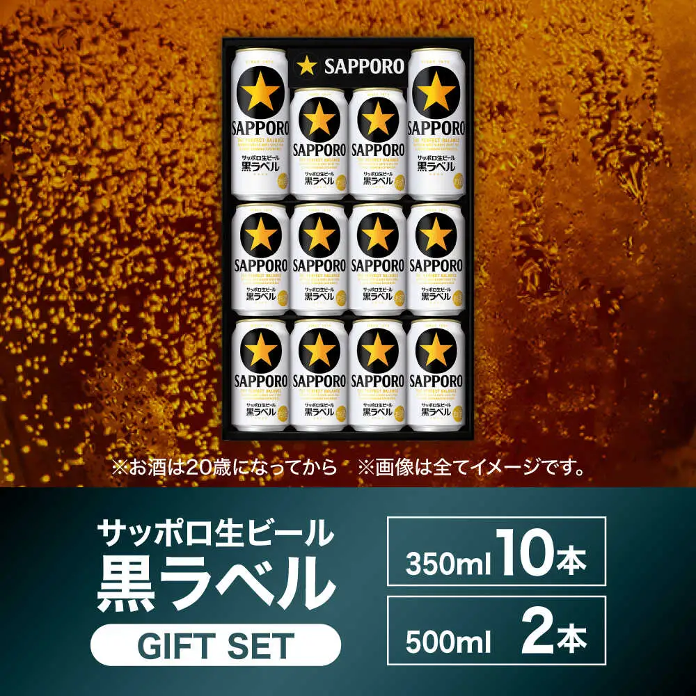 サッポロビール黒ラベル ギフトセット 350ml×10本、500ml×2本 生ビール お酒  黒ラベル 大分 日田  [AREY008]