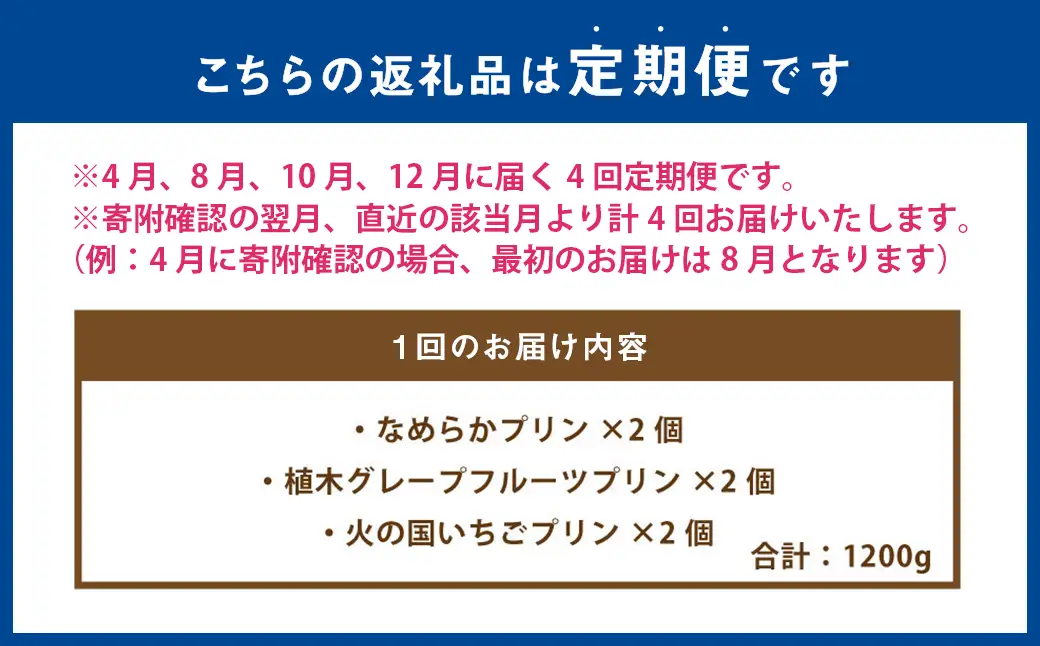 【4回定期便】 熊本プリン 定期便 （なめらかプリン ・ 植木グレープフルーツプリン ・ 火の国いちごプリン） 4回 3種類 プリン ぷりん グレープフルーツ いちご フルーツ お菓子 菓子 洋菓子 スイーツ デザート 熊本県 熊本市 冷蔵
