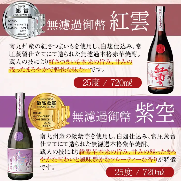 本格芋焼酎飲み比べセット(6種・720ml×3本・900ml×3本) 酒 お酒 焼酎 芋焼酎 いも焼酎 さつまいも アルコール 宮崎限定 【HM045】【姫泉酒造合資会社】