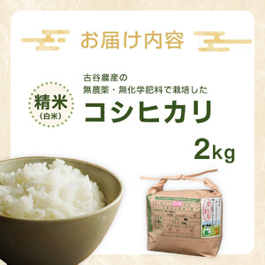 【令和7年産米 数量限定】古谷農産の無農薬・無化学肥料で栽培したコシヒカリ（精米2キロ） ｜米 コメ  白米 2kgコシヒカリ こしひかり 農家直送 産地直送 産直