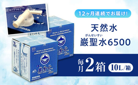 【全12回定期便】飲料 水 ミネラルウォーター 巌聖水6500 10L×2箱入り 広島県福山市/小林商事 ミネラルウォーター ペットボトル 10l 10リットル 保存用 備蓄 防災[BAEA023]