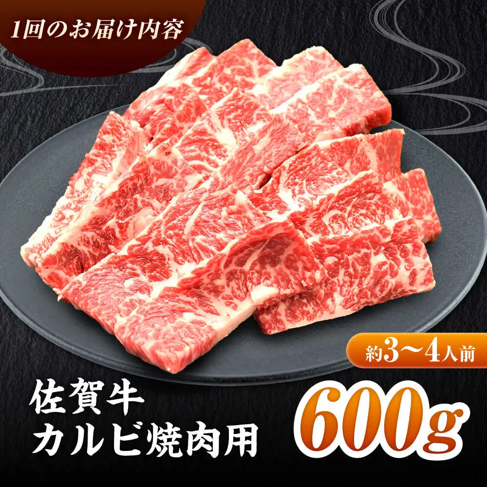 6回定期便 佐賀牛 カルビ 600g 黒毛和牛[FAY103]