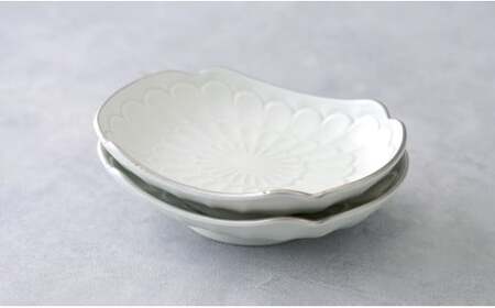【アウトレット 訳アリ】有田焼 渕プラチナ 楕円皿 2枚 セット 【貝山窯】食器 器 うつわ 取皿 銀 数量限定 fh004