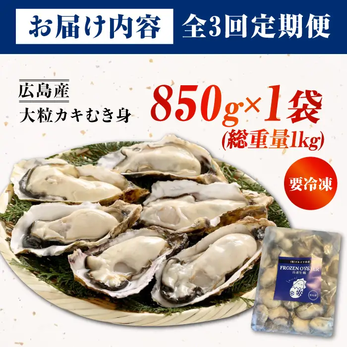 【全3回】冷凍牡蠣むき身 約1kg 牡蠣 [XCU014]