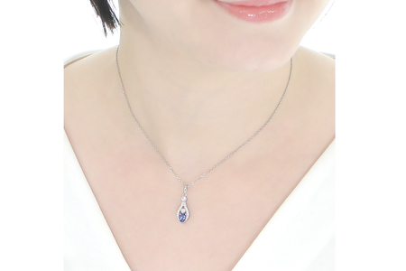 ペンダント ネックレス PT900 プラチナ 0.17ct ダイヤモンド タンザナイト しずく つゆ型 ミル アンティーク誕生石 大粒 ジュエリー 【f253-pt-ta】