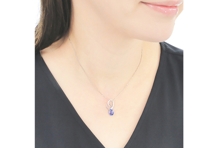 ペンダント ネックレス PT900 プラチナ 0.18ct ダイヤモンド タンザナイト 大粒 オーバル 誕生石 華やか ハート 大ぶり ダイヤ ジュエリー 【f274-ta-pt】