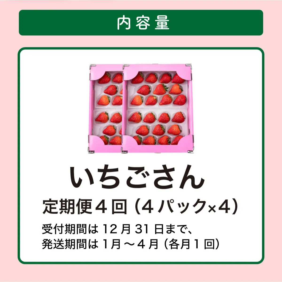 【先行予約】数量限定！佐賀県人気No.1苺”いちごさん”  4回定期便 （1回 235g×4p 約1kg）