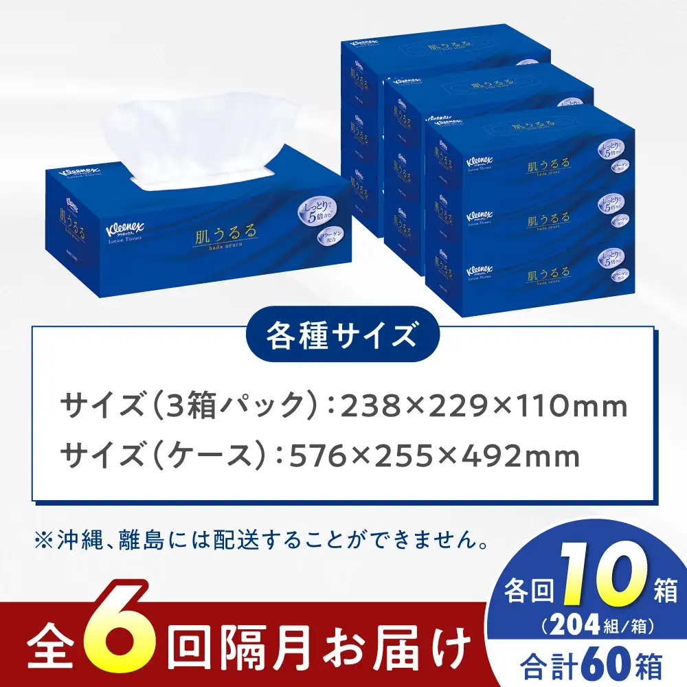 【全6回定期便(2ヵ月に1回)】クリネックス ティシュー ローション肌うるる 10箱 開成町 ティッシュ ペーパー[BDBH004-3]