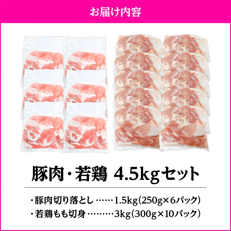 鹿児島県産 豚肉 ・ 若鶏 4.5kg セット KN105-015-02 肉 鶏肉 冷凍