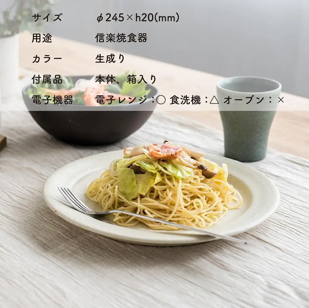 リムプレートL（生成り）s18-di13-A7【信楽焼・明山】