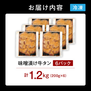 味噌漬け牛タン　1.2kg 【北海道石狩市】