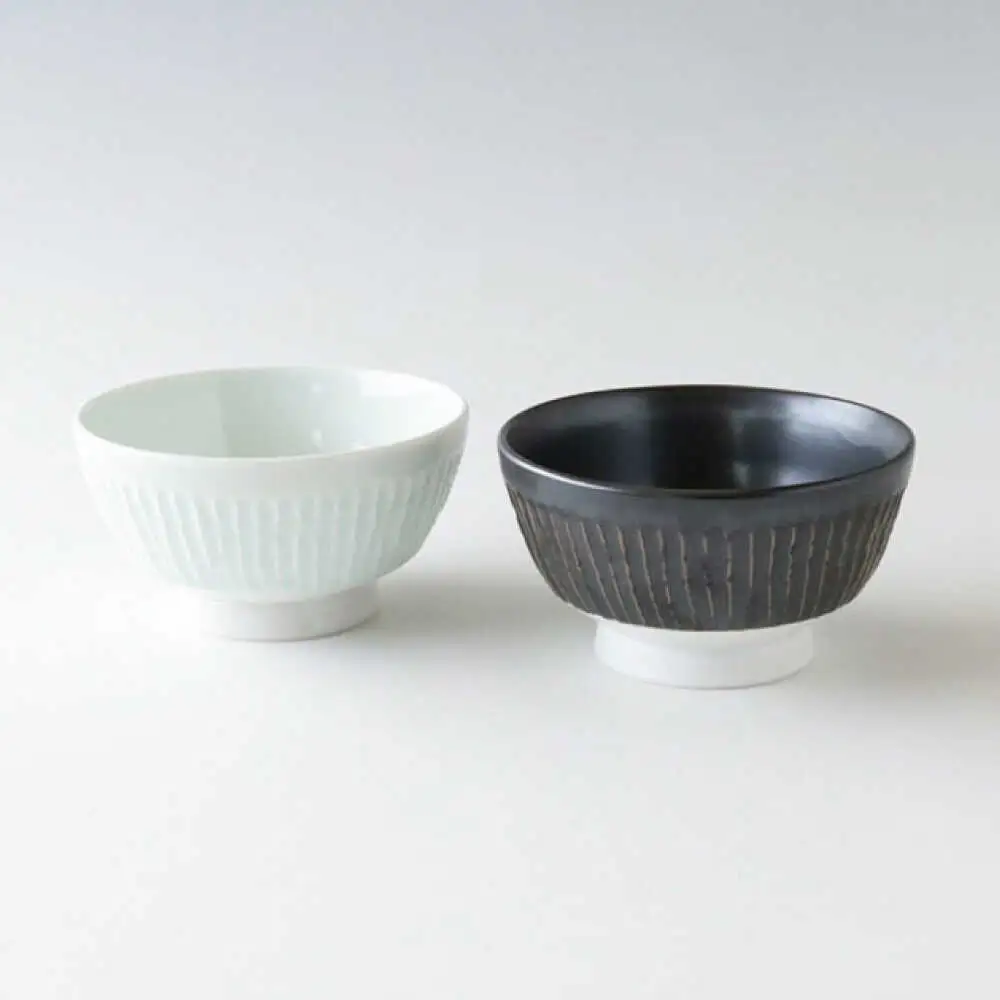【波佐見焼】くらわんか碗 ペア モノクロ 青白磁・鉄釉【奥川陶器】[KB78]
