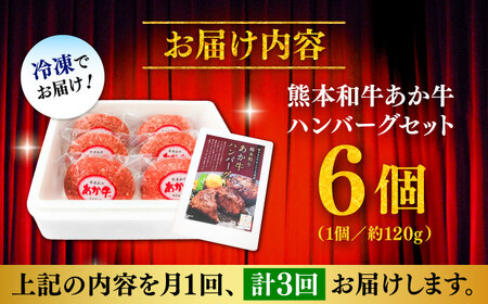 全3回定期便 熊本和牛 あか牛 ハンバーグ セット 約120g×6個  ハンバーグ BHAS033 ハンバーグ