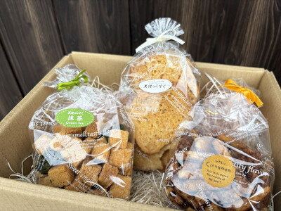 我が家のらすく達（袋）おまかせ3種詰め合わせ | ラスク 手作り 食べ比べ シェア 洋菓子 焼菓子 スイーツ おやつ お菓子 ギフト プレゼント 贈り物 お歳暮 お土産 手土産 ご当地 お取り寄せ※離島への配送不可