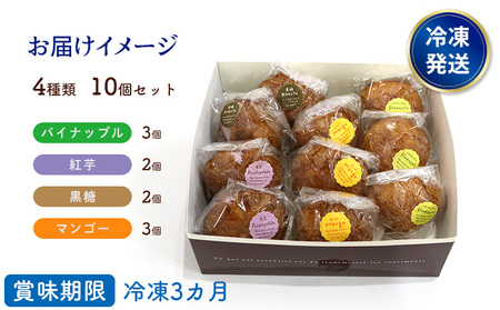 沖縄シュークリーム　4種類10個セット おきぽた シュークリーム マンゴー スイーツ 専門店 バラエティシュークリーム トロピカル パイン 黒糖 紅芋 贅沢スイーツ 食べ比べ 人気 おすすめ 沖縄 お土産 プレゼント 贈り物 ギフト お取り寄せ
