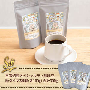 ＼ロースター が セレクト！／珈琲豆 3種 飲み比べ セット ＜粉タイプ＞(合計300g・各100g×3種) コーヒー【しんしろ珈琲】A760
