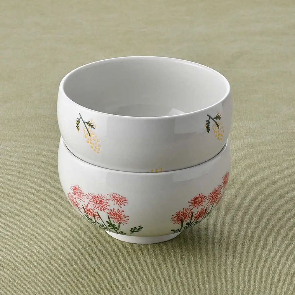 【波佐見焼】どんぶり・箸置き小皿 花柄 オリジナルセット 4点【大貴セラミックス/浜陶】[NB153]