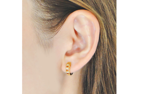 ピアス K18YG イエローゴールド ダイヤモンド 0.03ct フープピアス 【f220-k18yg】