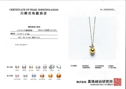 K18 南洋真珠 9mm 蝶々ペンダントネックレス 【F-74】