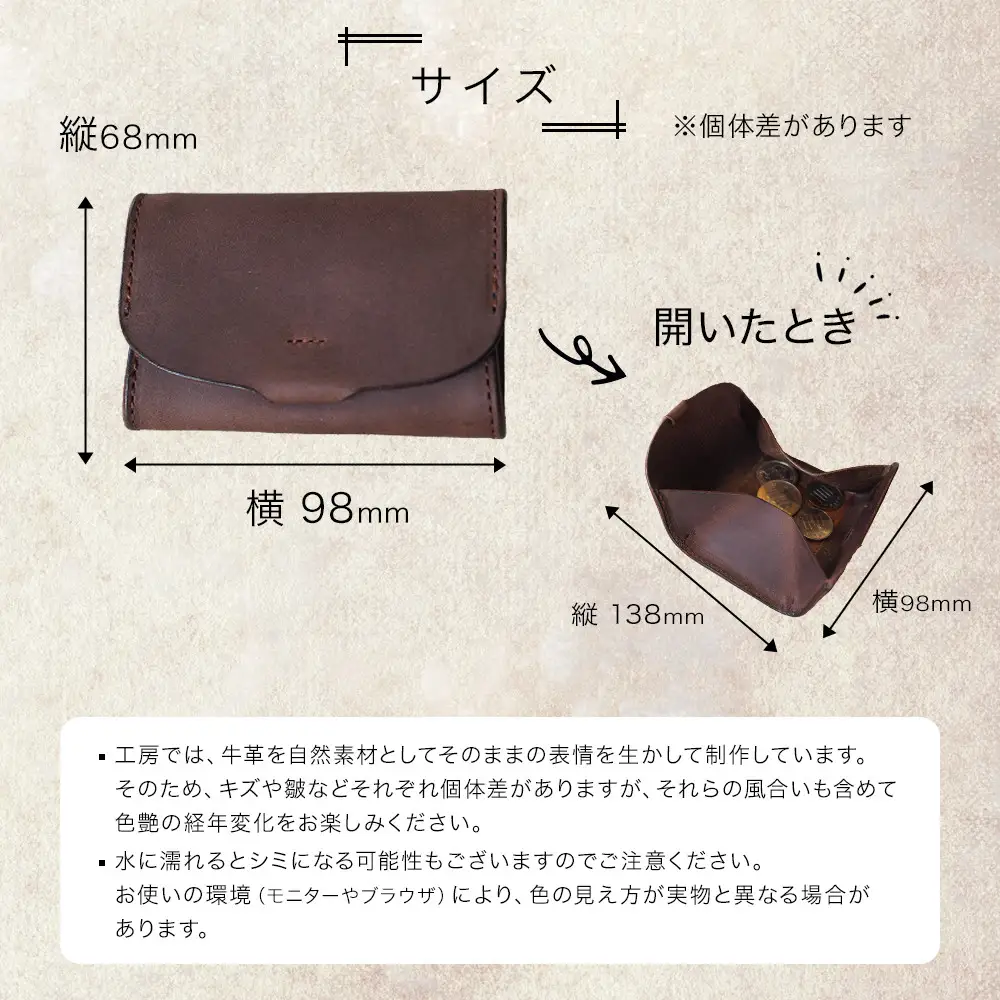 ボックス型の牛革カード＆コインケース「pocket」ふるさと納税限定「TSU ZU KUコースター」