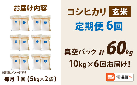 【先行予約】【6ヶ月連続お届け】【令和8年産 新米】南条米 特別栽培米コシヒカリ 真空パック 玄米 10kg(5kg×2袋)×6ヶ月 (計60kg) 福井 甘味