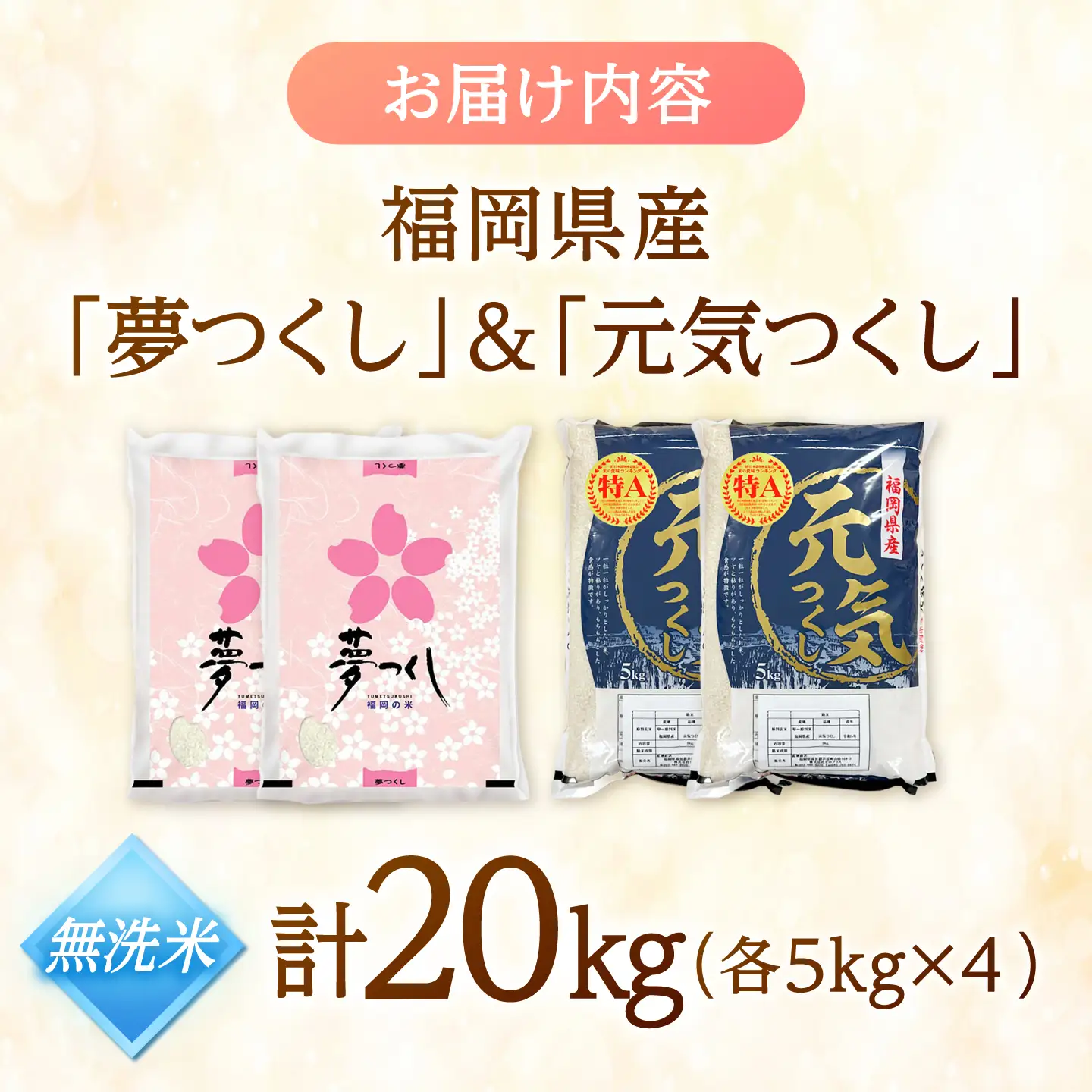 【先行予約】【令和7年産】福岡県産米食べ比べ【無洗米】夢つくしと元気つくしセット 計20kg[BGAA099]白米 食べ比べ 白米 食べ比べ