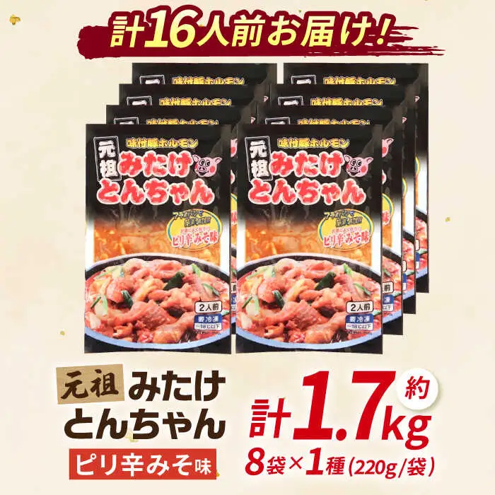 岐阜県産豚もつの鉄板焼き「元祖みたけとんちゃん」ピリ辛みそ味（16人前）[AVAA045]ホルモン おすすめ