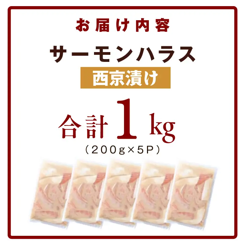 アトランティックサーモン ハラス 西京漬け 合計1kg