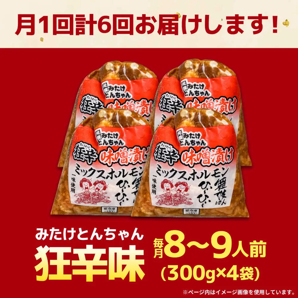 【6回定期便】狂辛味噌漬けミックスホルモン4袋（8人前）[AVAA071]ホルモン辛口