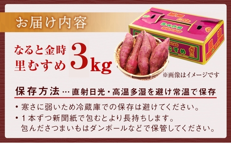 【予約受付中・2026年9月下旬頃より順次発送】なると金時 里むすめ 3kg　鳴門金時　さつま芋　サツマイモ　ほくほく　お菓子　おかず　天ぷら　焼き芋 ギフト 贈り物 お土産  里娘