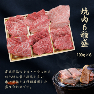 京都府産黒毛和牛【京の肉】 希少部位入り焼肉セット梅 6種盛 600g(100g×6) 包装有り