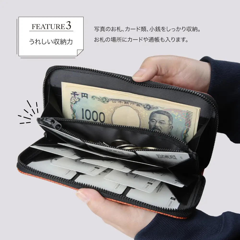 FUKUNARY 長財布 ブラウン ミカサ MIKASA バスケットボール ラウンドファスナー ファスナー ブランド メンズ レディース おしゃれ 大容量 小銭入れ 千菱 せんりょう 日本製 広島市 フクナリー M024