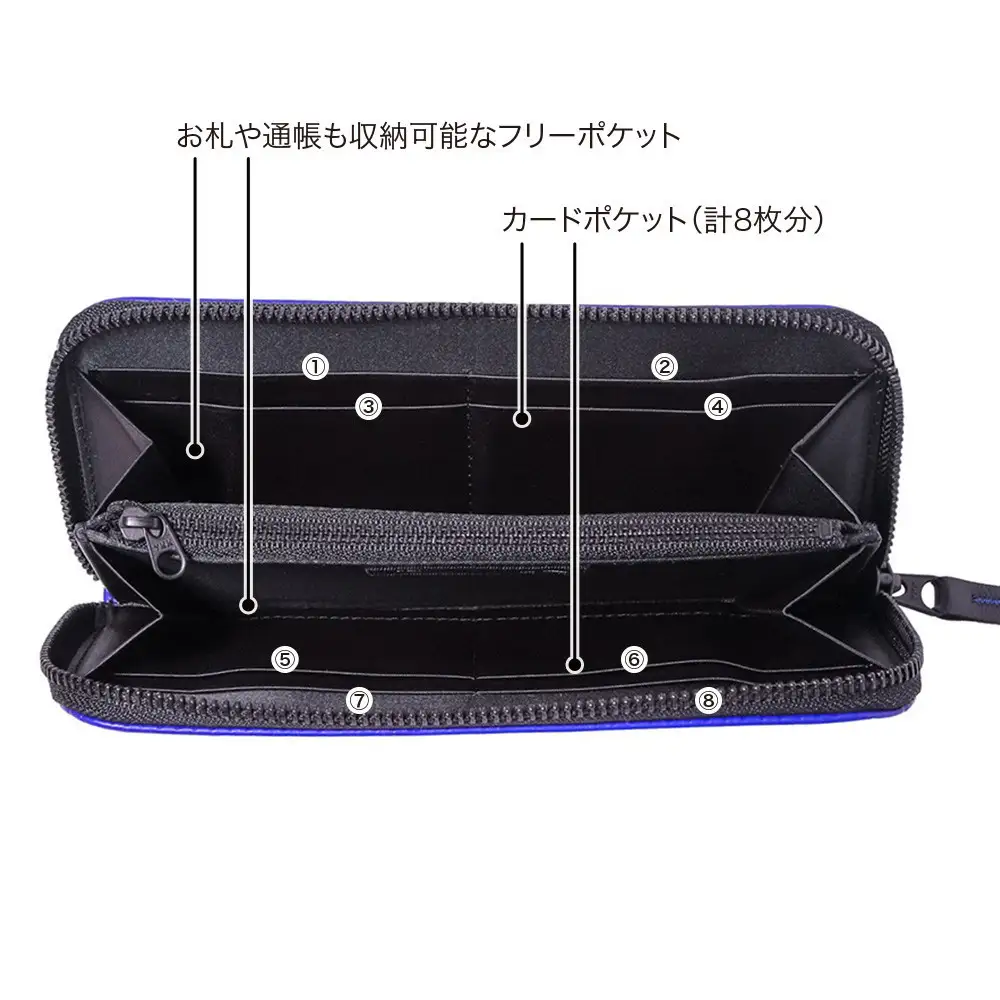 FUKUNARY ラウンド長財布 カード入れ 小銭 ミカサ バレーボール ブルー おしゃれ 日本製 広島市 フクナリー M025