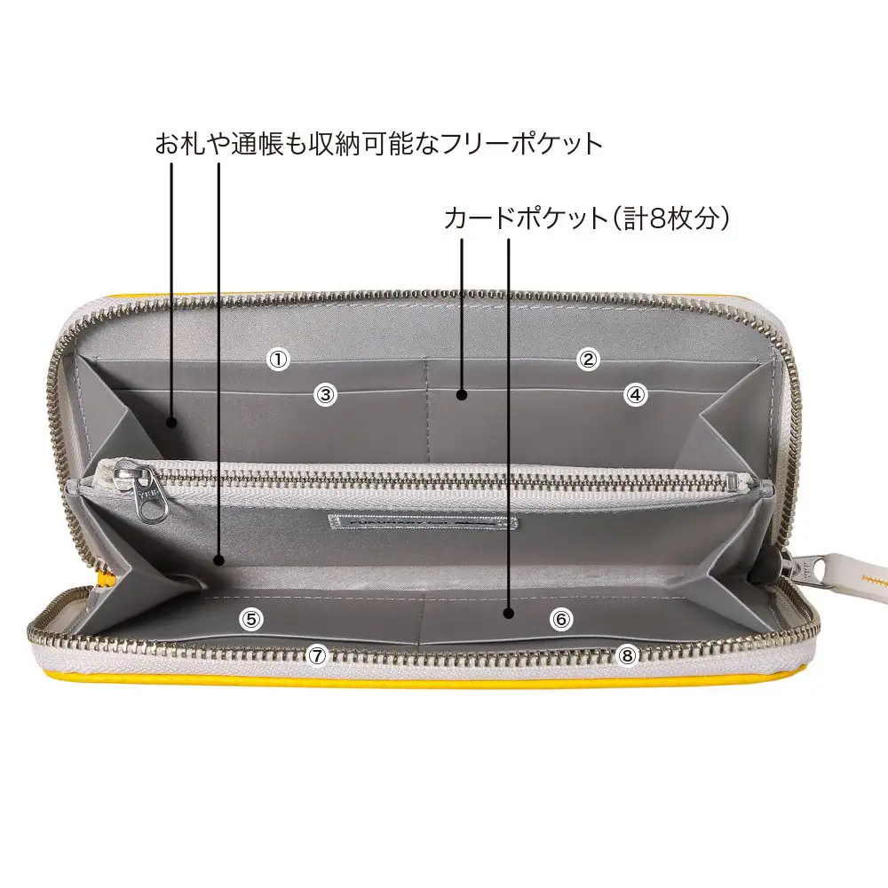 FUKUNARY ラウンド長財布 カード入れ 小銭 ミカサ バレーボール イエローおしゃれ 日本製 広島市 フクナリー M025