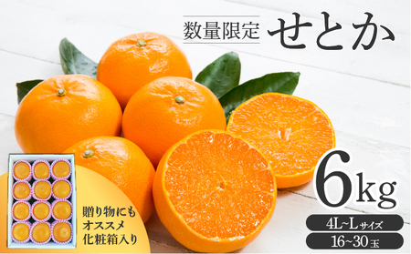 【先行予約】＜数量限定＞せとか6kg（16～30玉）化粧箱付き_K001-017