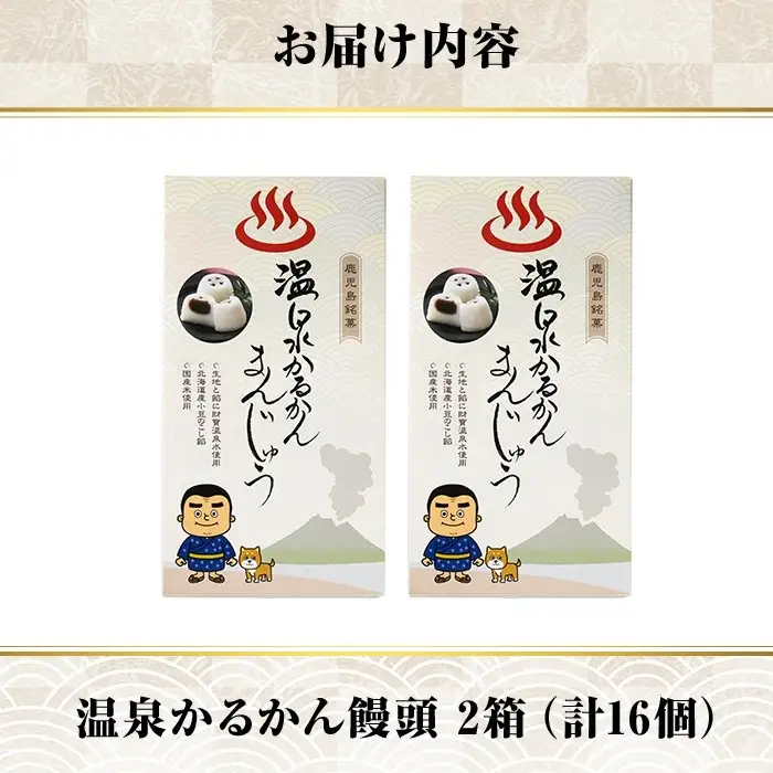 K-593-B 温泉かるかんまんじゅう1箱8個入り(計16個) 【財宝】 霧島市 和菓子 個包装 ギフト かるかん 饅頭 まんじゅう お菓子 九州 銘菓 お土産 あんこ スイーツ おみやげ 贈り物 こし餡 温泉水使用 鹿児島県
