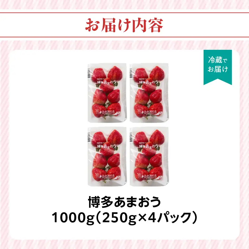 【先行受付：2027年2月発送開始】博多あまおうＧ250g×4パック 1000g アフター保証 数量限定 大きめ果実のあまおう 002-003-F