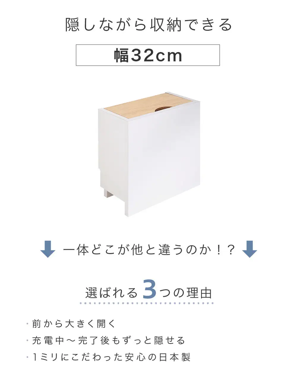 背面収納ボックス3030 タップ収納 幅32 SPS-32WH（コンセント収納） SNG101338002