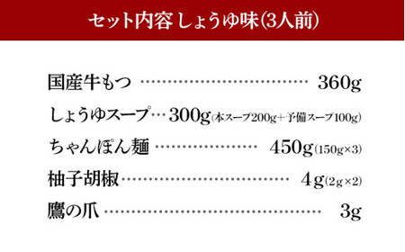【定期便3ヶ月】博多もつ鍋おおやま しょうゆ味3人前 CQ018